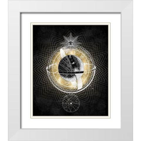 Zodiac Sphere IV White Modern Wood Framed Art Print with Double Matting by Jeffries, Oliver