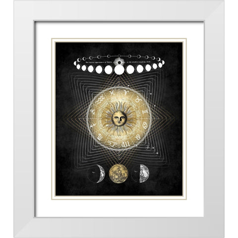 Zodiac Sun II White Modern Wood Framed Art Print with Double Matting by Jeffries, Oliver