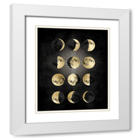 Moon Phases White Modern Wood Framed Art Print with Double Matting by Jeffries, Oliver