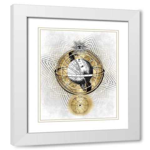 Zodiac Sphere II White Modern Wood Framed Art Print with Double Matting by Jeffries, Oliver