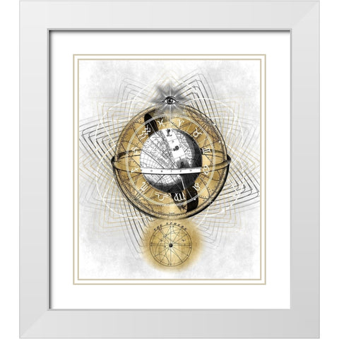 Zodiac Sphere II White Modern Wood Framed Art Print with Double Matting by Jeffries, Oliver