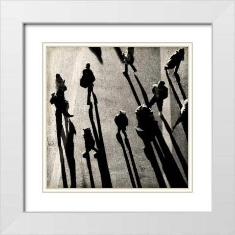 Pedestrian I White Modern Wood Framed Art Print with Double Matting by English, Paul