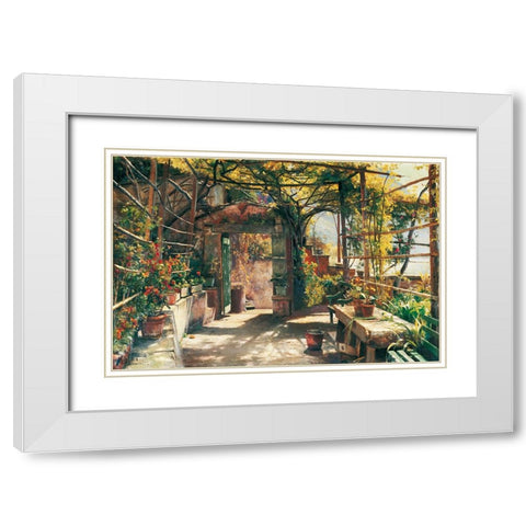 In the Pergola White Modern Wood Framed Art Print with Double Matting by Monsted, Peder