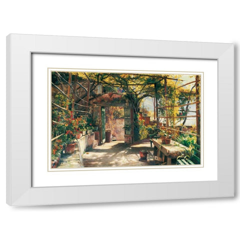 In the Pergola White Modern Wood Framed Art Print with Double Matting by Monsted, Peder