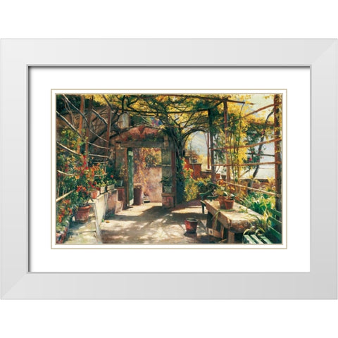 In the Pergola White Modern Wood Framed Art Print with Double Matting by Monsted, Peder