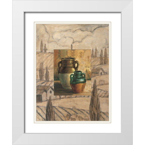 Jarrones del Campo I White Modern Wood Framed Art Print with Double Matting by Tamaris, Raul