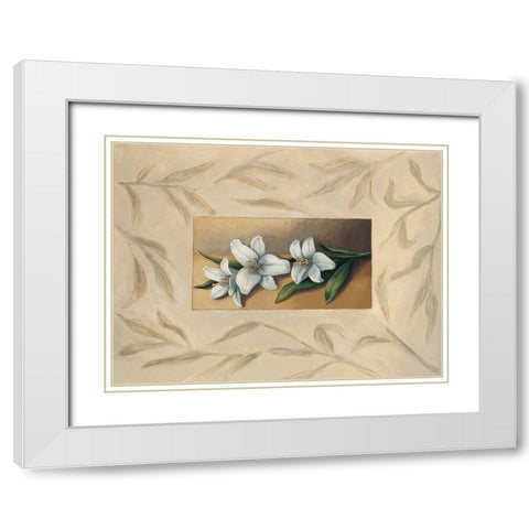 Flores I White Modern Wood Framed Art Print with Double Matting by Tamaris, Raul