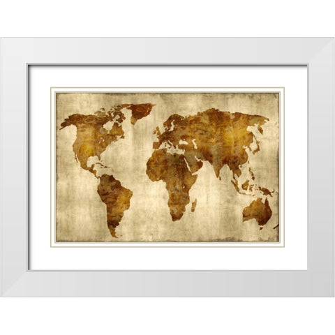 The World - Bronze on Gold White Modern Wood Framed Art Print with Double Matting by Brennan, Russell