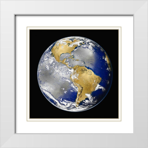 World Turning I White Modern Wood Framed Art Print with Double Matting by Brennan, Russell