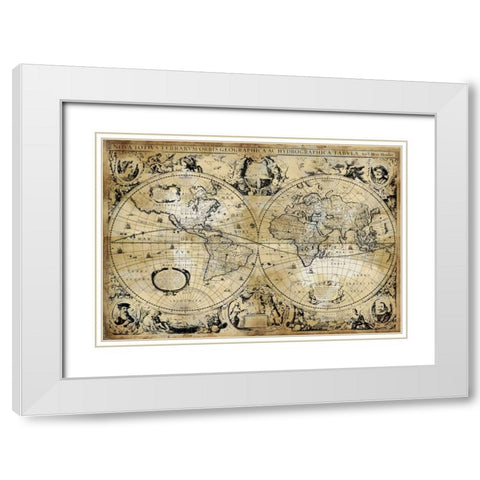 Antique Map I White Modern Wood Framed Art Print with Double Matting by Brennan, Russell