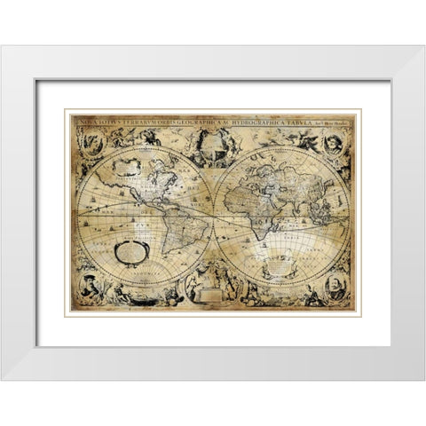 Antique Map I White Modern Wood Framed Art Print with Double Matting by Brennan, Russell