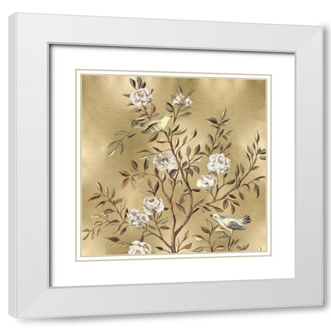 Chinoiserie in Gold I White Modern Wood Framed Art Print with Double Matting by Campbell, Renee