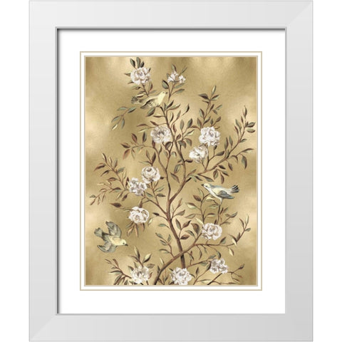 Chinoiserie in Gold III White Modern Wood Framed Art Print with Double Matting by Campbell, Renee