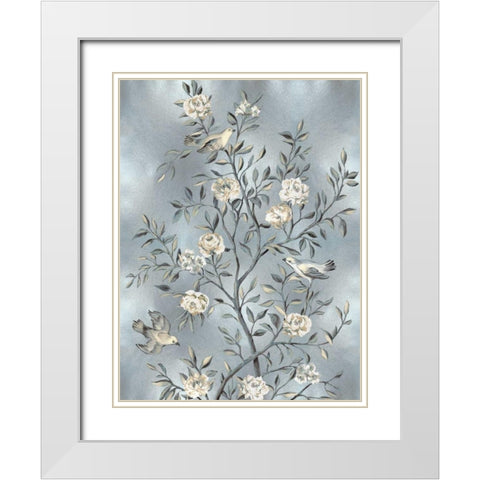 Chinoiserie in Silver III White Modern Wood Framed Art Print with Double Matting by Campbell, Renee
