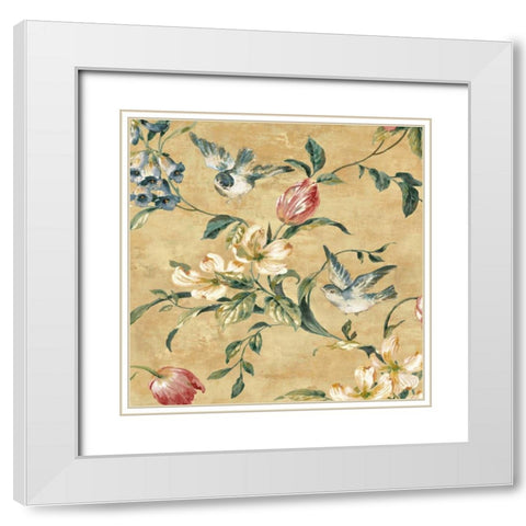 Birdland II White Modern Wood Framed Art Print with Double Matting by Campbell, Renee