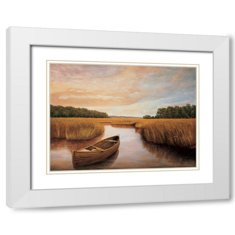 Reflections on the lake I White Modern Wood Framed Art Print with Double Matting by Dunahay, Richard