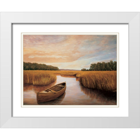 Reflections on the lake I White Modern Wood Framed Art Print with Double Matting by Dunahay, Richard