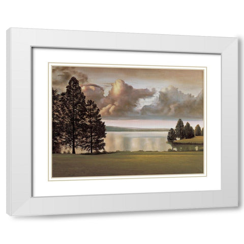 Lakeside II White Modern Wood Framed Art Print with Double Matting by Dunahay, Richard
