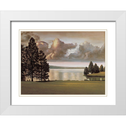 Lakeside II White Modern Wood Framed Art Print with Double Matting by Dunahay, Richard
