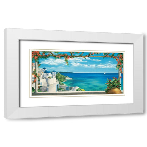 Village in Greece White Modern Wood Framed Art Print with Double Matting by Dominguez, Robert