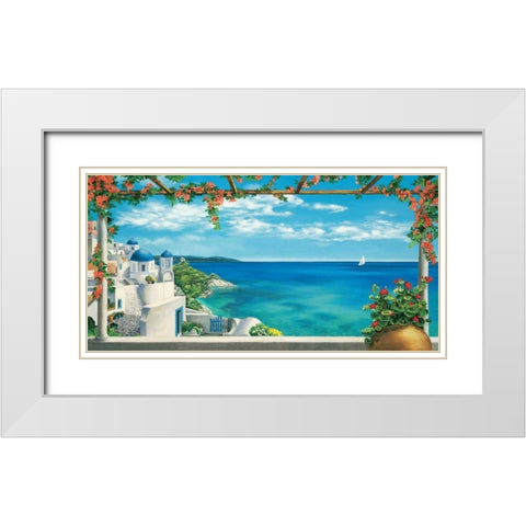 Village in Greece White Modern Wood Framed Art Print with Double Matting by Dominguez, Robert