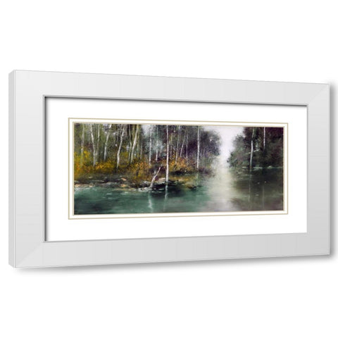Birch Trees White Modern Wood Framed Art Print with Double Matting by Di Scenza, Ron