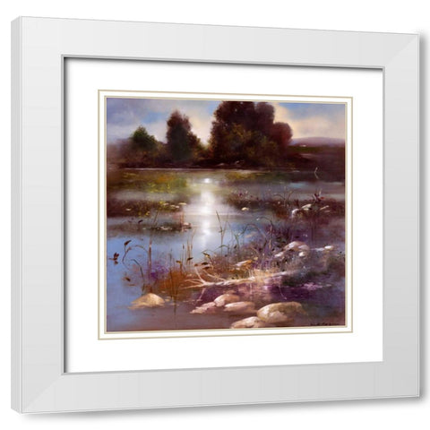 Blue Drift White Modern Wood Framed Art Print with Double Matting by Di Scenza, Ron