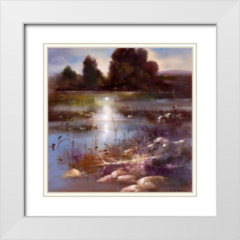 Blue Drift White Modern Wood Framed Art Print with Double Matting by Di Scenza, Ron