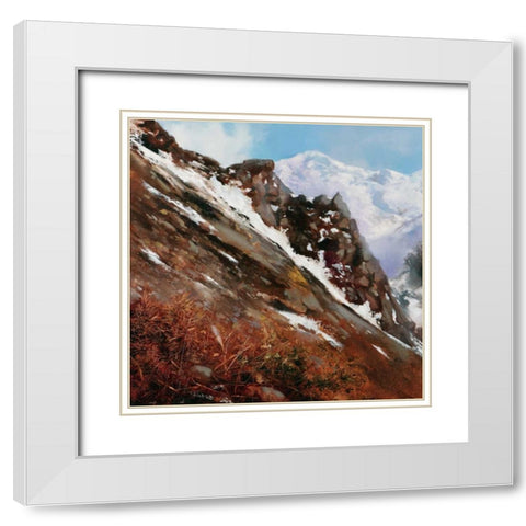 Mountain Slide White Modern Wood Framed Art Print with Double Matting by Di Scenza, Ron