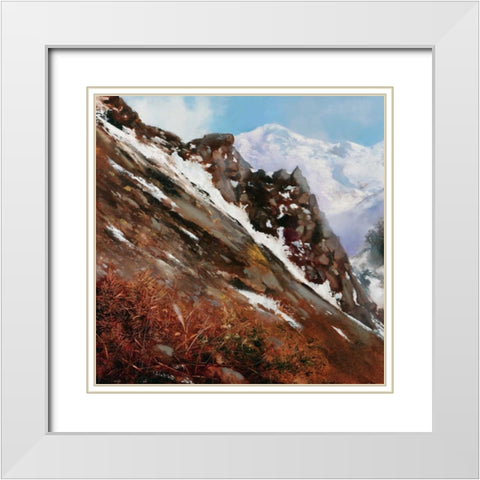 Mountain Slide White Modern Wood Framed Art Print with Double Matting by Di Scenza, Ron