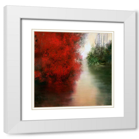 Red Reflections White Modern Wood Framed Art Print with Double Matting by Di Scenza, Ron