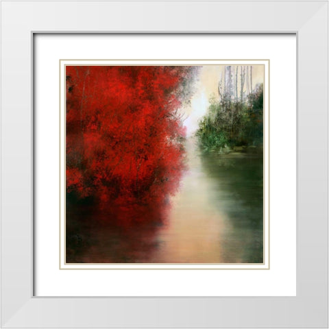 Red Reflections White Modern Wood Framed Art Print with Double Matting by Di Scenza, Ron