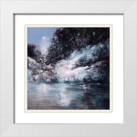 Winter Moon White Modern Wood Framed Art Print with Double Matting by Di Scenza, Ron