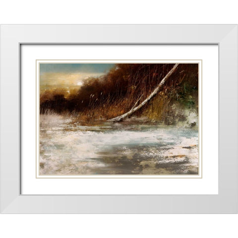 Winter Sunset White Modern Wood Framed Art Print with Double Matting by Di Scenza, Ron