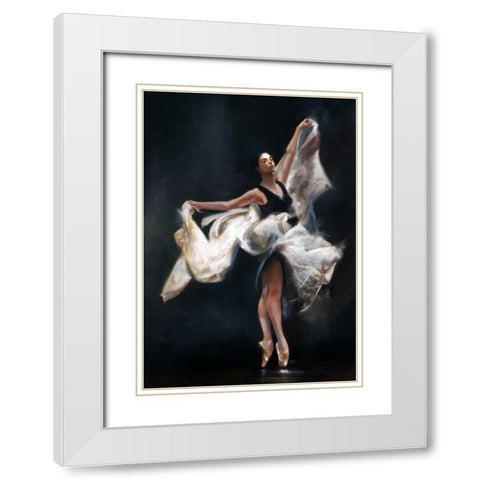 Butterfly Ballet White Modern Wood Framed Art Print with Double Matting by Di Scenza, Ron