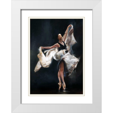 Butterfly Ballet White Modern Wood Framed Art Print with Double Matting by Di Scenza, Ron