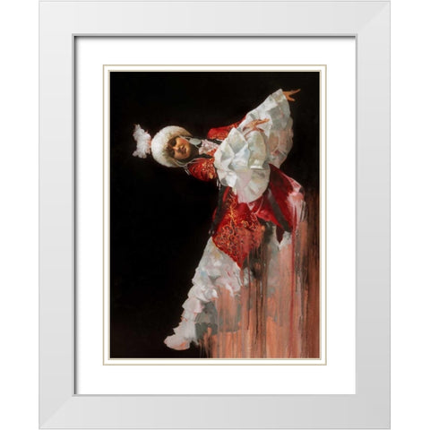 Kazak Dancer White Modern Wood Framed Art Print with Double Matting by Di Scenza, Ron