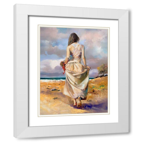 At The Beach White Modern Wood Framed Art Print with Double Matting by Di Scenza, Ron