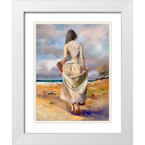 At The Beach White Modern Wood Framed Art Print with Double Matting by Di Scenza, Ron