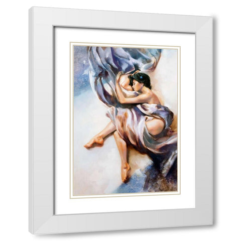 Blue Night White Modern Wood Framed Art Print with Double Matting by Di Scenza, Ron