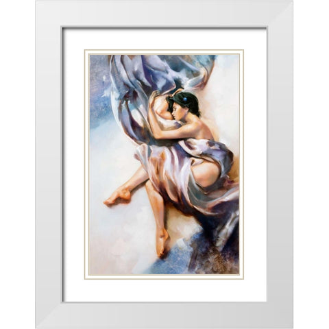 Blue Night White Modern Wood Framed Art Print with Double Matting by Di Scenza, Ron