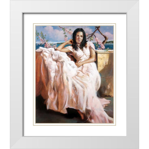 Girl Napoli White Modern Wood Framed Art Print with Double Matting by Di Scenza, Ron