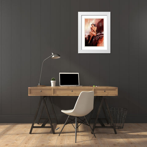 Red Light White Modern Wood Framed Art Print with Double Matting by Di Scenza, Ron