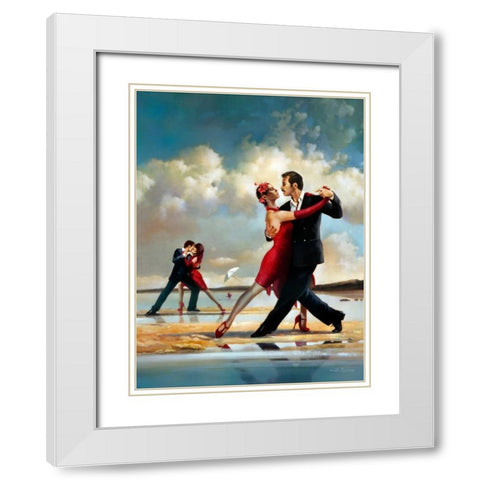 Tango On The Beach White Modern Wood Framed Art Print with Double Matting by Di Scenza, Ron
