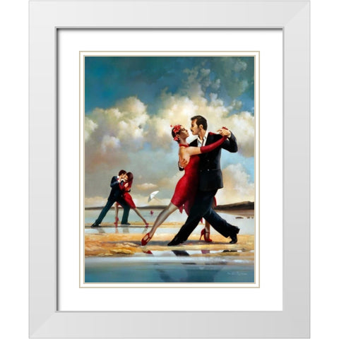 Tango On The Beach White Modern Wood Framed Art Print with Double Matting by Di Scenza, Ron