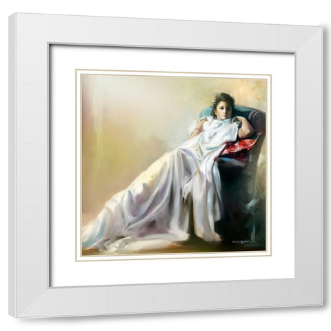 Thinking White Modern Wood Framed Art Print with Double Matting by Di Scenza, Ron