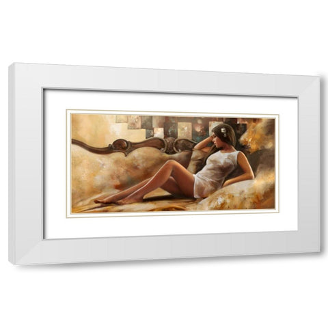 Relax White Modern Wood Framed Art Print with Double Matting by Di Scenza, Ron
