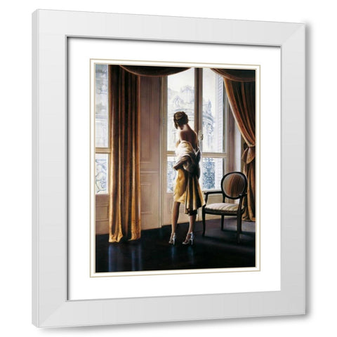 Parisienne White Modern Wood Framed Art Print with Double Matting by Di Scenza, Ron