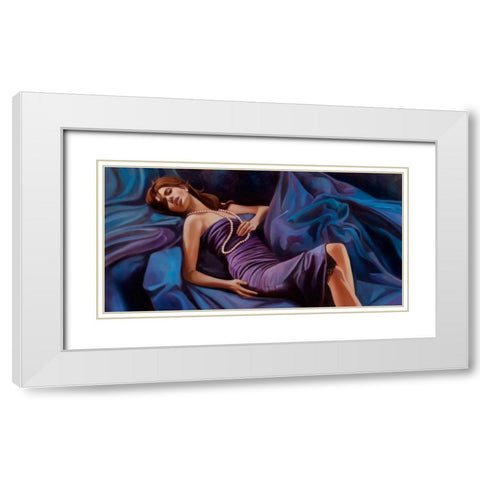 Coco Pearls White Modern Wood Framed Art Print with Double Matting by Di Scenza, Ron