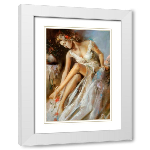 Woman Primavera White Modern Wood Framed Art Print with Double Matting by Di Scenza, Ron